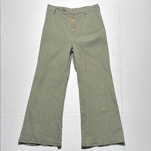 PAST‎ LIFE the COLLECTIVE Women's Olive Green Flare Leg Pants Button Fly 10